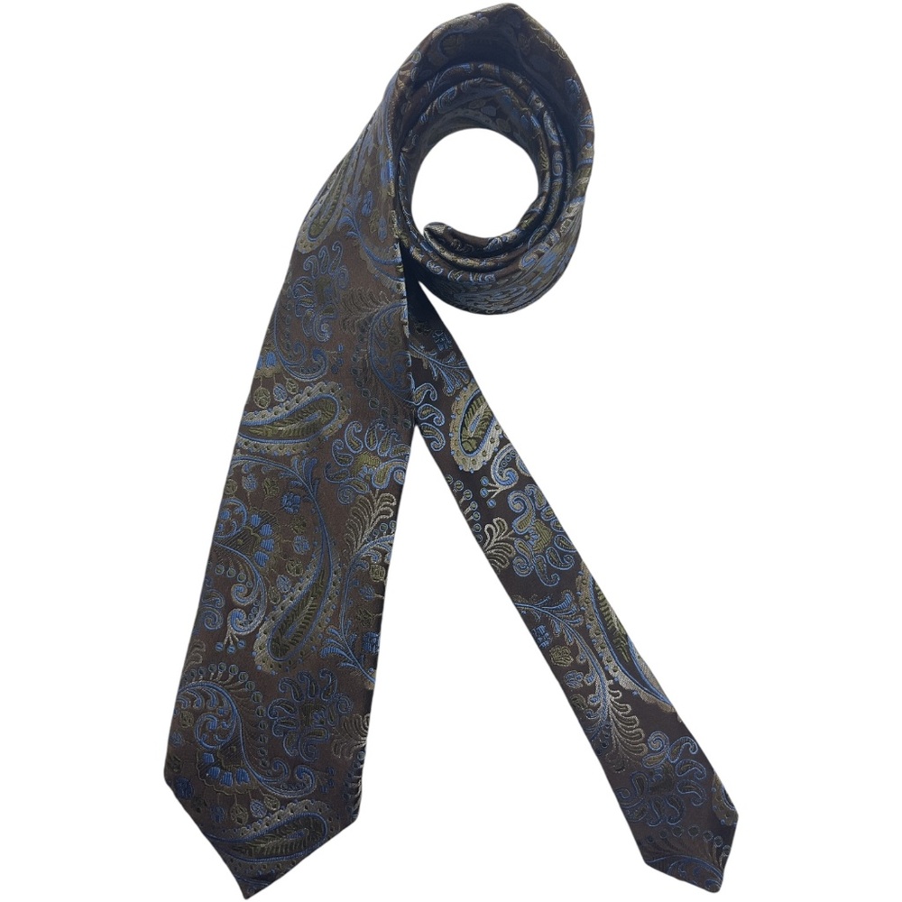 ZANETTI Brown Paisley Silk LUXURY Tie ITALY